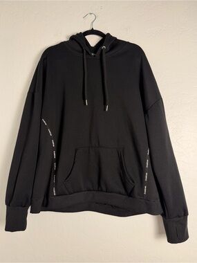 bebe sport Women's 3X hoodie Sweatshirt Black with Subtle Logo Tape Relaxed Fit